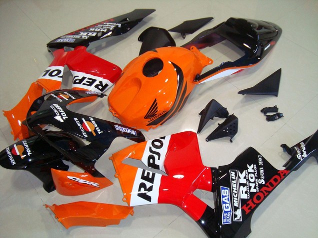 2003-2004 Honda CBR600RR Motorcycle Fairings Kit - Orange White Red Glossy Black Repsol Canada