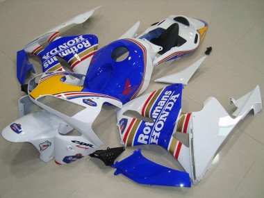 2003-2004 Honda CBR600RR Motorcycle Fairings - White Blue Yellow Rothmans Canada