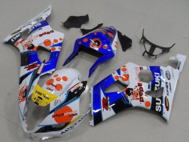 2003-2004 Suzuki GSXR 1000 Motorcycle Fairings - White Blue Red Yellow Pepe Phone Canada