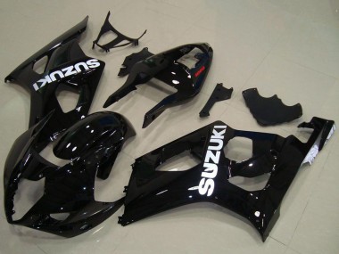2003-2004 Suzuki GSXR 1000 Motorcycle Fairings - Glossy Black White Decal Canada
