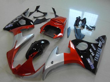 2003-2004 Yamaha YZF R6 Motorcycle Fairings - Red Silver Glossy Black Canada