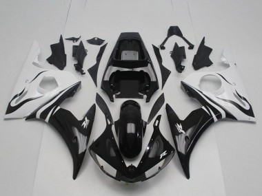 2003-2004 Yamaha YZF R6 Bike Fairings - White Glossy Black Canada
