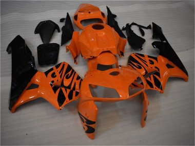 2005-2006 Honda CBR600RR Motorcycle Fairing - Orange Black Flame Canada