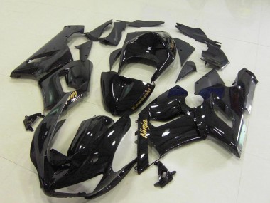 2005-2006 Kawasaki ZX6R Motorcycle Fairings - Glossy Black Gold Decals Canada
