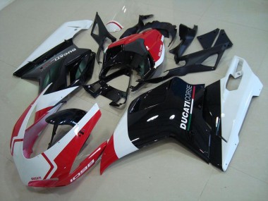 2007-2014 Ducati 1098 Motorcycle Fairings - White Red Glossy Black Corse Canada