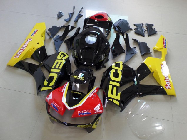 2013-2026 Honda CBR600RR Motorcycle Fairings - Yellow Red Glossy Black Geico Canada
