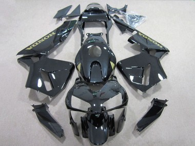 2005-2006 Honda CBR600RR Motorcycle Fairings - Glossy Black Gold Decal Canada