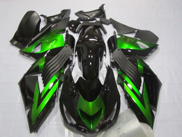 2006-2011 Kawasaki ZX14R ZZR1400 Motorcycle Fairings - Glossy Black Green Stripe Canada