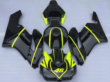 2004-2005 Honda CBR1000RR Motorcycle Fairings - Glossy Black High Viz Yellow 46 Canada