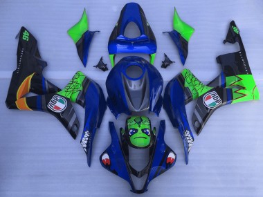 2007-2008 Honda CBR600RR Motorcycle Fairings - Blue Green Glossy Black Shark Canada