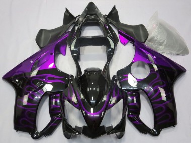2001-2003 Honda CBR600 F4i Motorcycle Fairings - Glossy Black Purple Flame Canada