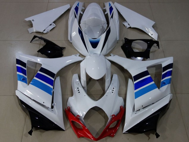 2007-2008 Suzuki GSXR 1000 Motorcycle Fairings - White Blue OEM Style Canada