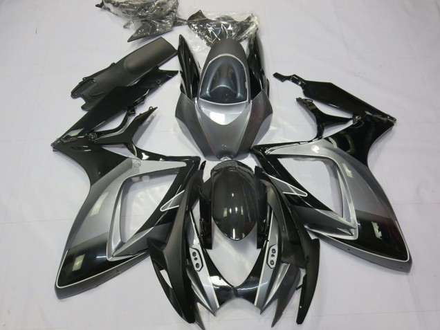 2006-2007 Suzuki GSXR 600 / GSXR 750 Motorcycle Fairings - Grey Glossy Black Stripe Canada