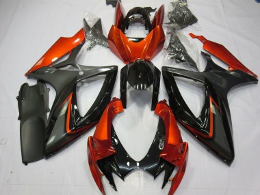 2006-2007 Suzuki GSXR 600 / GSXR 750 Motorcycle Fairings - Burnt Orange Grey Glossy Black Canada