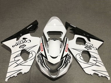 2004-2005 Suzuki GSXR 600 / GSXR 750 Motorcycle Fairings - White Glossy Black Corona Motul Style Canada