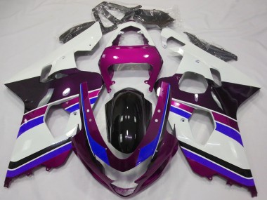2004-2005 Suzuki GSXR 600 / GSXR 750 Motorcycle Fairings - White Pink Blue Glossy Black Canada