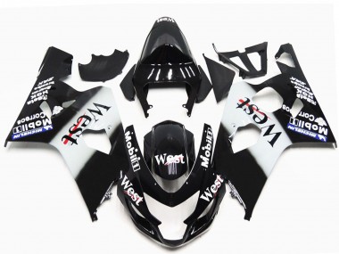2004-2005 Suzuki GSXR 600 / GSXR 750 Motorcycle Fairings - Glossy Black White West OEM Style Canada