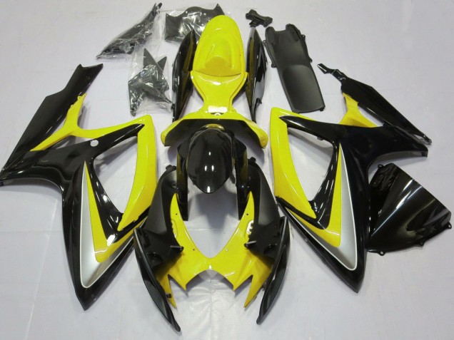 2006-2007 Suzuki GSXR 600 / GSXR 750 Motorcycle Fairings - Yellow Glossy Black Canada