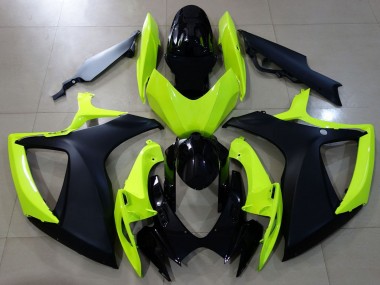 2006-2007 Suzuki GSXR 600 / GSXR 750 Motorcycle Fairings - Neon Yellow Glossy Black Matte Black Canada