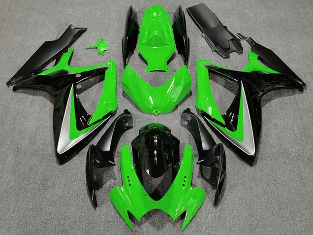 2006-2007 Suzuki GSXR 600 / GSXR 750 Motorcycle Fairings - Green Silver Glossy Black OEM Style Canada