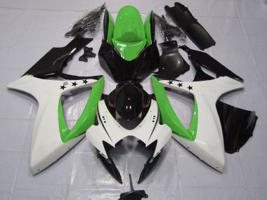 2006-2007 Suzuki GSXR 600 / GSXR 750 Motorcycle Fairings - Green White Glossy Black Star Canada