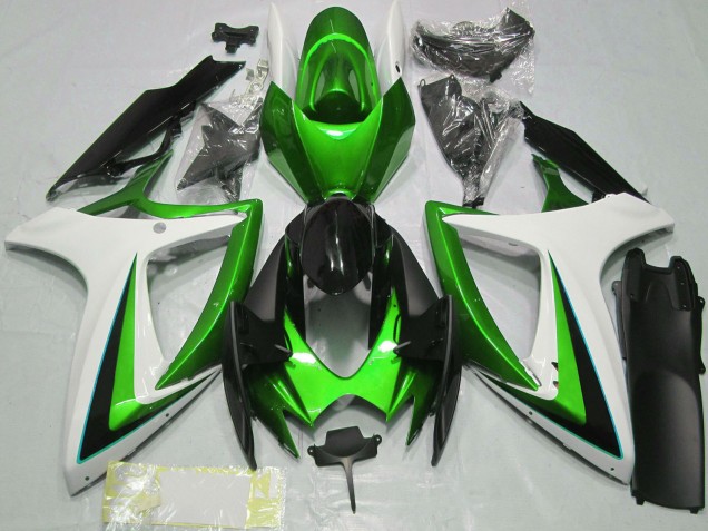 2006-2007 Suzuki GSXR 600 / GSXR 750 Motorcycle Fairings - Green White Glossy Black Canada