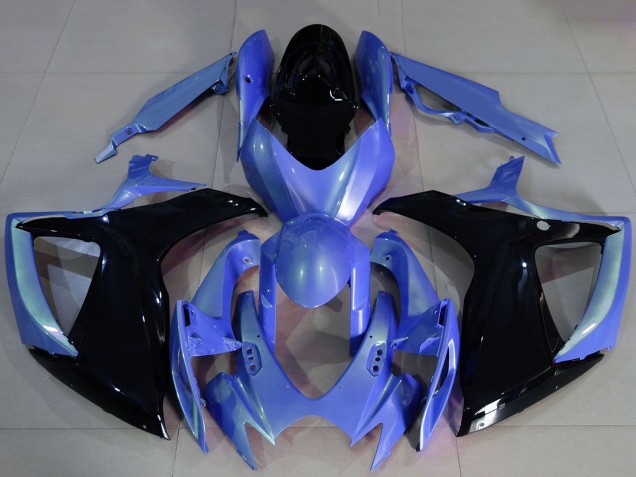 2006-2007 Suzuki GSXR 600 / GSXR 750 Motorcycle Fairings - Light Blue Glossy Black Canada