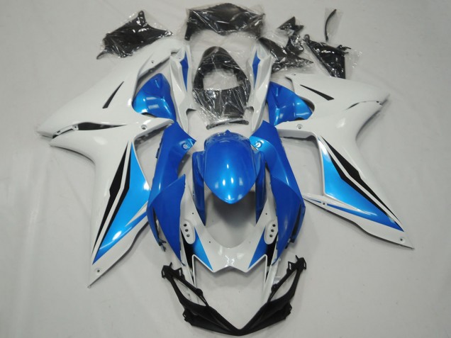 2011-2024 Suzuki GSXR 600 / GSXR 750 Motorcycle Fairings - White Light Blue Glossy Black OEM Style Canada