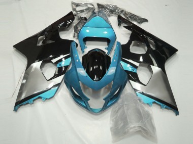 2004-2005 Suzuki GSXR 600 / GSXR 750 Motorcycle Fairings - Light Blue Silver Glossy Black Canada