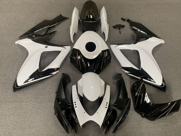 2006-2007 Suzuki GSXR 600 / GSXR 750 Motorcycle Fairings - White Glossy Black Canada
