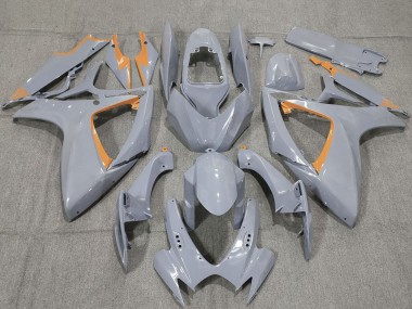 2006-2007 Suzuki GSXR 600 / GSXR 750 Motorcycle Fairings - Nardo Grey and Orange Trim Canada