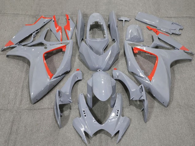2006-2007 Suzuki GSXR 600 / GSXR 750 Motorcycle Fairings - Nardo Grey and Red Trim Canada