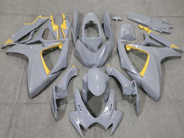 2006-2007 Suzuki GSXR 600 / GSXR 750 Motorcycle Fairings - Nardo Grey and Yellow Trim Canada