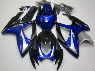 2006-2007 Suzuki GSXR 600 / GSXR 750 Motorcycle Fairings - Blue Silver Glossy Black OEM Style Canada