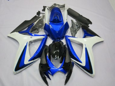 2006-2007 Suzuki GSXR 600 / GSXR 750 Motorcycle Fairings - White Blue Glossy Black OEM Style Canada