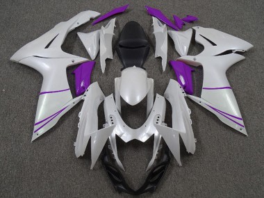 2011-2024 Suzuki GSXR 600 / GSXR 750 Motorcycle Fairings - Pearl White and Purple Canada
