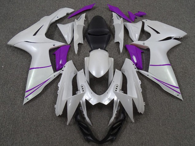 2011-2024 Suzuki GSXR 600 / GSXR 750 Motorcycle Fairings - Pearl White and Purple Canada