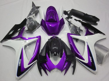 2006-2007 Suzuki GSXR 600 / GSXR 750 Motorcycle Fairings - Purple White Glossy Black Canada