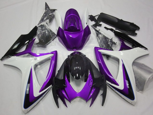 2006-2007 Suzuki GSXR 600 / GSXR 750 Motorcycle Fairings - Purple White Glossy Black Canada