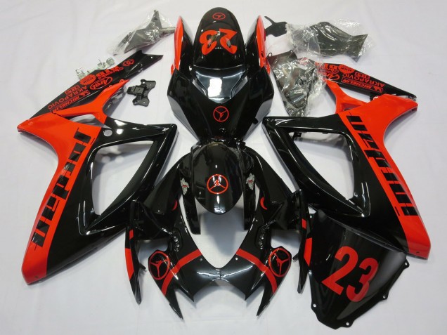 2006-2007 Suzuki GSXR 600 / GSXR 750 Motorcycle Fairings - Red Glossy Black Jordan 23 Canada
