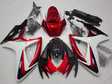 2006-2007 Suzuki GSXR 600 / GSXR 750 Motorcycle Fairings - White Red Glossy Black Canada
