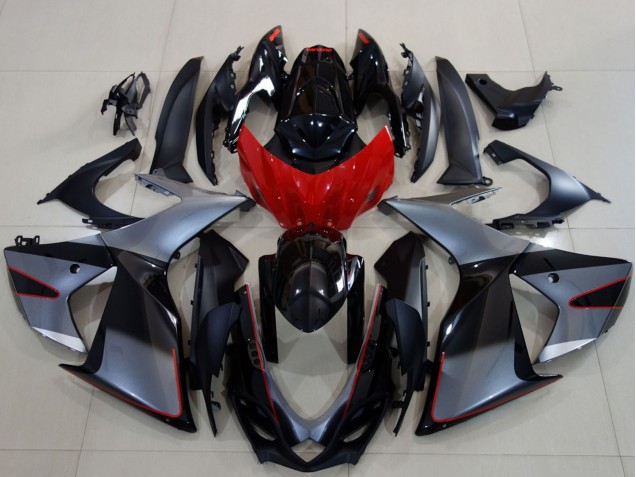 2011-2024 Suzuki GSXR 600 / GSXR 750 Motorcycle Fairings - Grey Red Glossy Black Canada