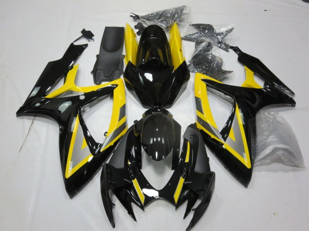 2006-2007 Suzuki GSXR 600 / GSXR 750 Motorcycle Fairings - Yellow Silver Glossy Black Canada