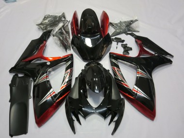 2006-2007 Suzuki GSXR 600 / GSXR 750 Motorcycle Fairings - Red Glossy Black Canada