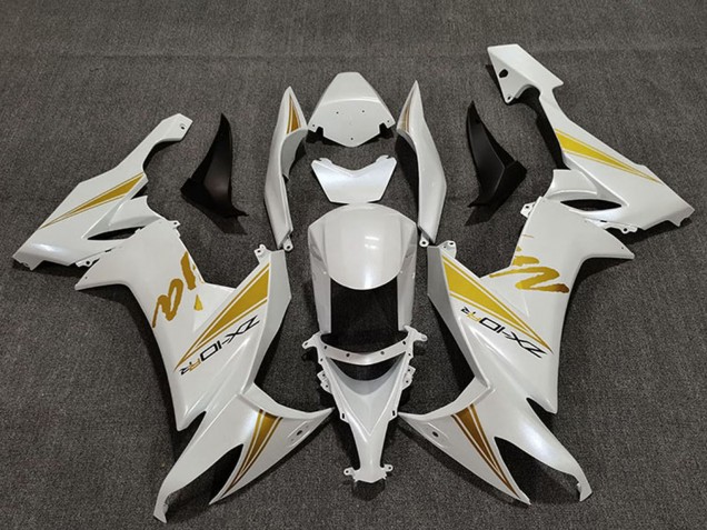 2008-2010 Kawasaki ZX10R Motorcycle Fairings - Pearl White Gold Canada