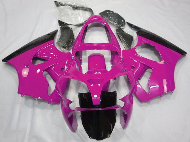 2000-2002 Kawasaki ZX6R Motorcycle Fairings - Pink Glossy Black Canada