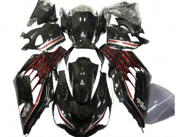 2012-2024 Kawasaki ZX14R ZZR1400 Motorcycle Fairings - Glossy Black Red Canada