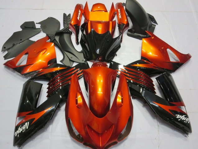 2006-2011 Kawasaki ZX14R Motorcycle Fairings - Orange Glossy Black Canada