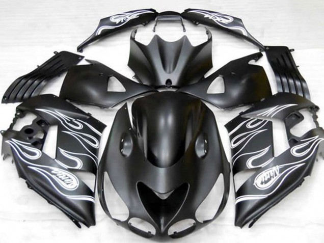 2006-2011 Kawasaki ZX14R Motorcycle Fairings - Matte Black Silver Flame Canada