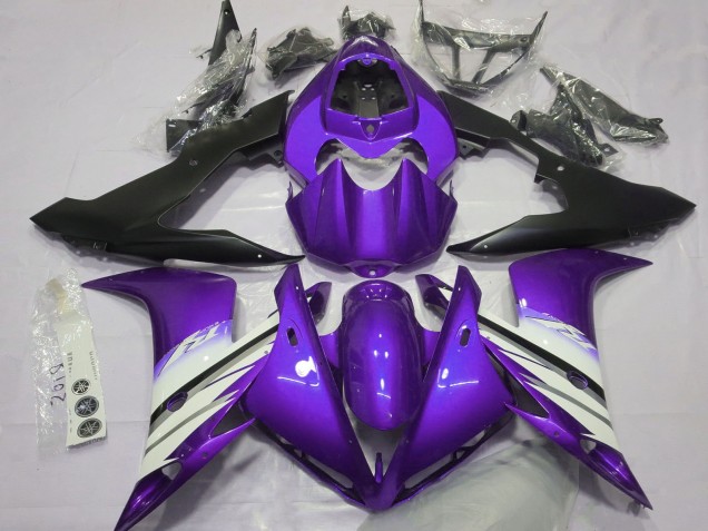 2004-2006 Yamaha R1 Motorcycle Fairings - Purple White Matte Black Canada